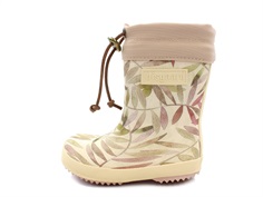 Bisgaard winter rubber boot beige leaves with wool lining